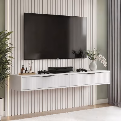 Set mobilier TV suspendat Velvet White Black