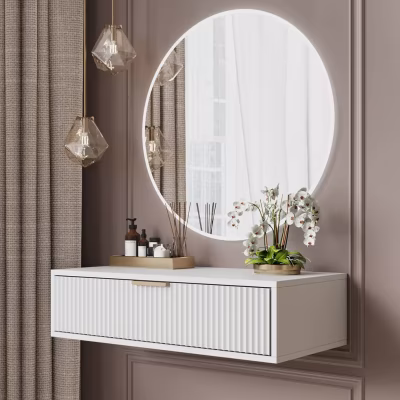 Masă de machiaj Velvet White Gold