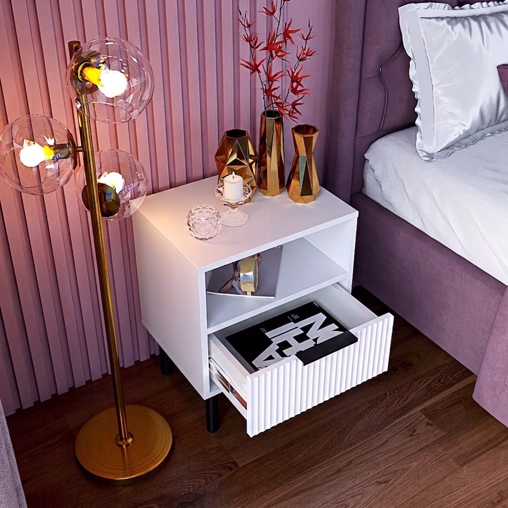 Noptieră Velvet Space White Black 3